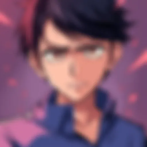 An illustration of Mineta showing his troubled expression, reflecting the negative aspects of his personality