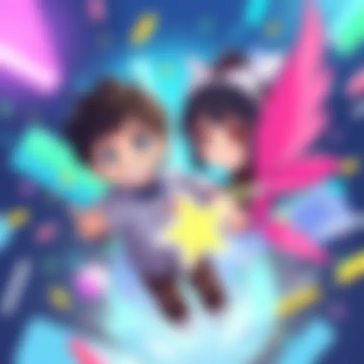 A child of Mineta and Mina showcasing unique powers, surrounded by bright colors and playful elements, representing their combined abilities.