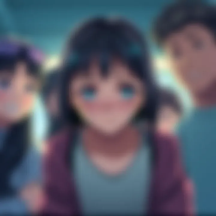 Mineta crying with a distressed expression, surrounded by concerned friends
