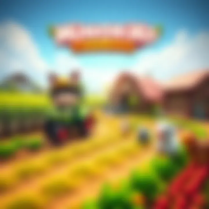 A colorful farm scene featuring Minoriko, with crops, a tractor, and playful animals.