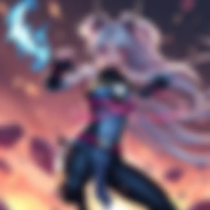 Mirajane showcasing her impressive abilities in a dynamic combat pose, displaying strength and confidence.