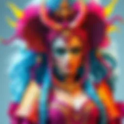 A person in an intricate Mirajane Strauss costume showcasing detailed craftsmanship and vibrant colors.