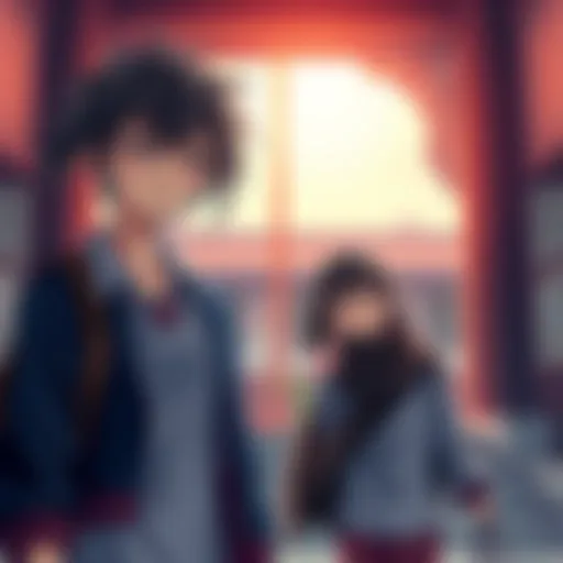 Miri stands confidently while Aki looks uncertain, showcasing their contrasting characters in the story.