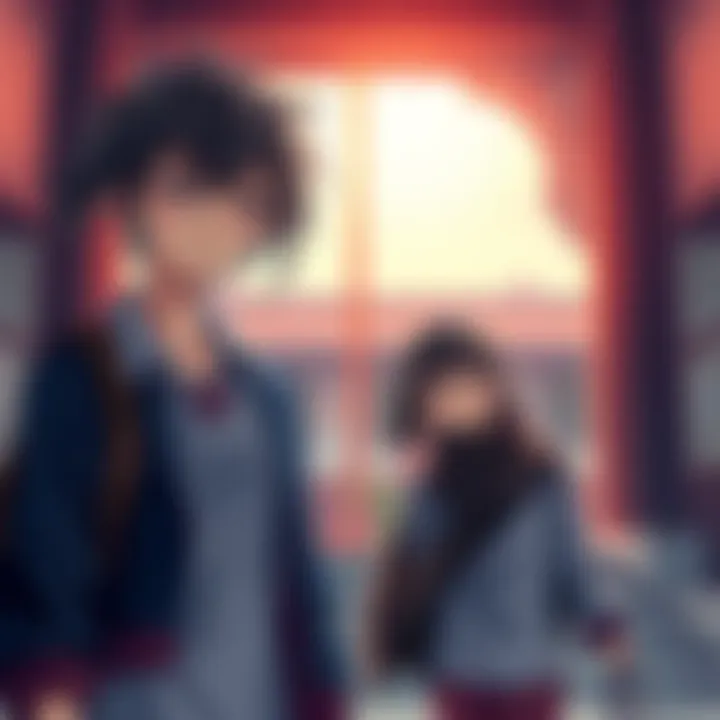 Miri stands confidently while Aki looks uncertain, showcasing their contrasting characters in the story.