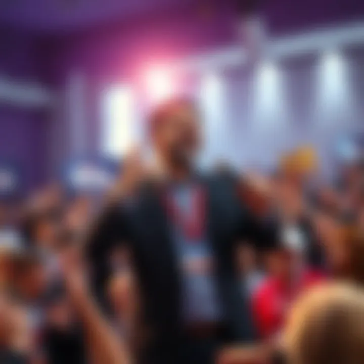 Mirko speaking to a crowd at a campaign event, showcasing his enthusiasm and leadership qualities.
