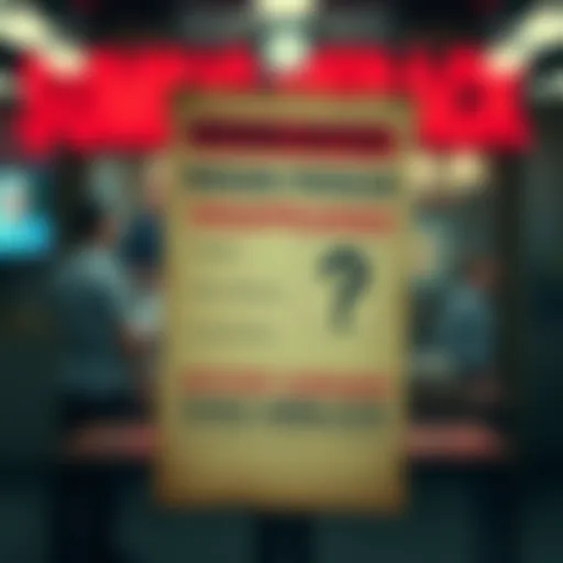 A notice with details about Euka Hemlock's disappearance and a question mark symbol, set against a blurry background to indicate mystery.