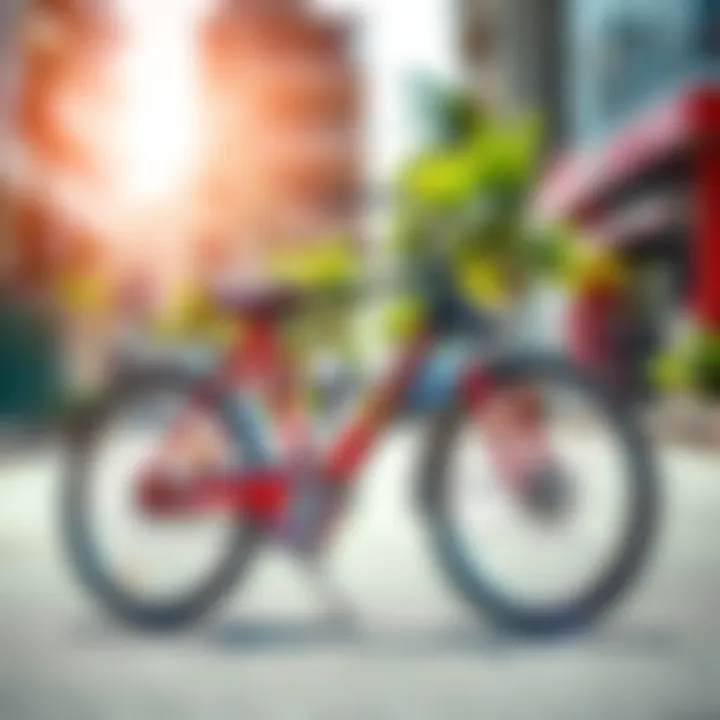 Miyata Cel bike in a vibrant color, parked against a backdrop of a sunny street