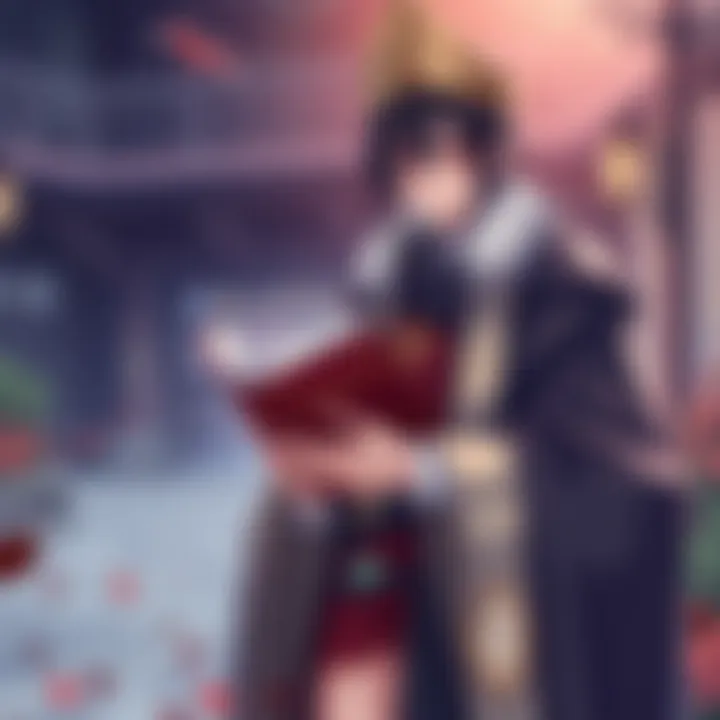 A character dressed as a priest in a fantasy setting, holding a book, guiding a young woman in an otome game world.