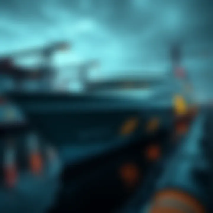 A sleek, modern ship docked at a port, showcasing advanced technology and design features.