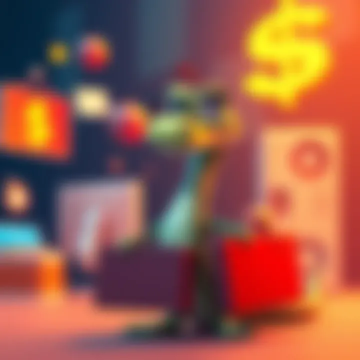 A cartoon snake wearing glasses and holding a briefcase, standing in front of various job icons like a computer and a dollar sign, symbolizing career opportunities.