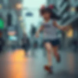 Mokou struggles to keep up while running next to you, showing determination and effort in her expression.