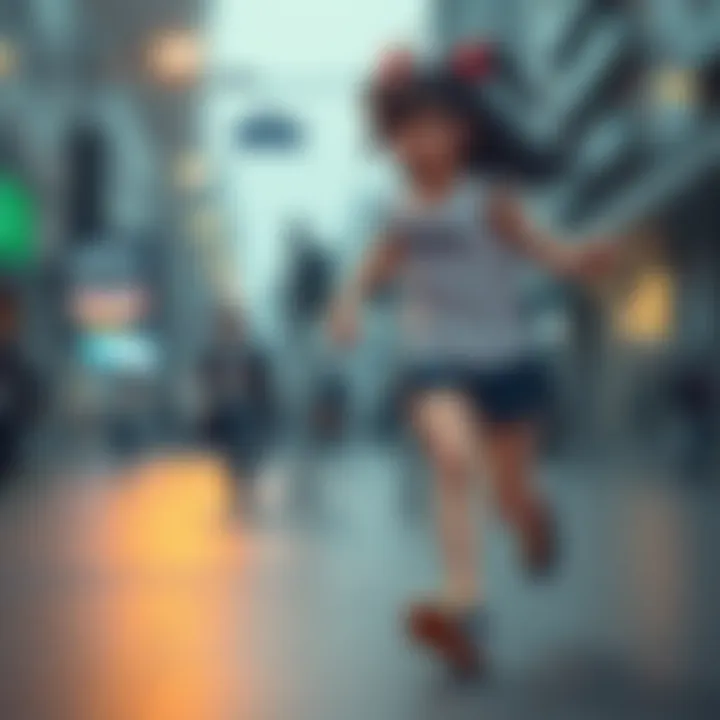 Mokou Running Mokou struggles to keep up while running next to you, showing determination and effort in her expression.