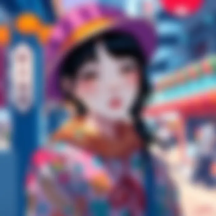 A vibrant illustration of Momo Ayase, showcasing her colorful outfit and expressive features, highlighting the artist's unique style.