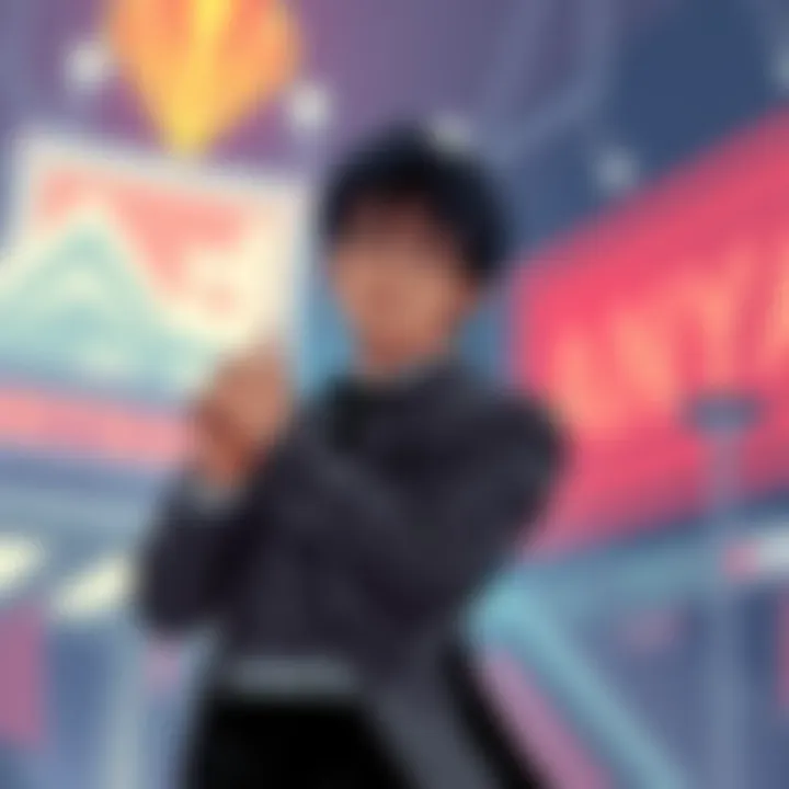Illustration of Momo Ayase mimicking the famous Hamilton pose with a confident expression.