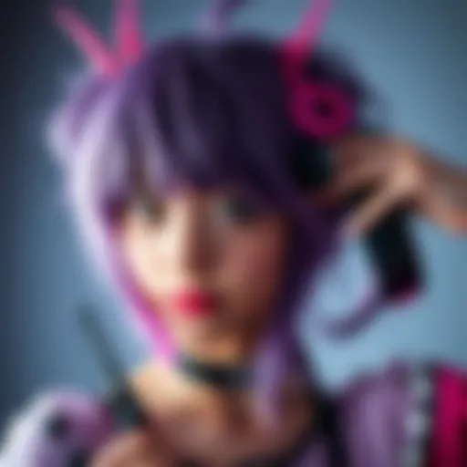 A person styling messy bangs for a Momo cosplay, showcasing hair techniques and tools used in the process.