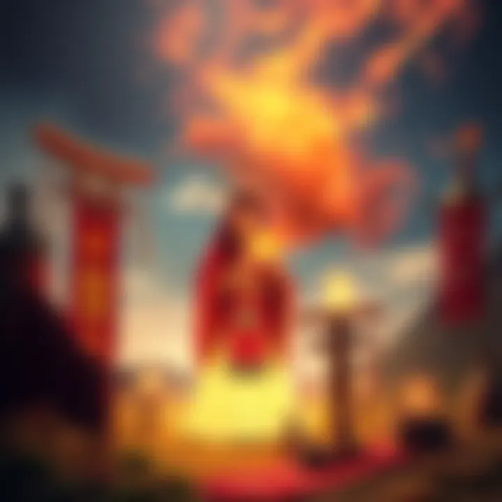 Mongolian Witchcraft Ceremony A Mongolian witch performing a traditional spell in a vibrant landscape, surrounded by mystical symbols and folklore elements.