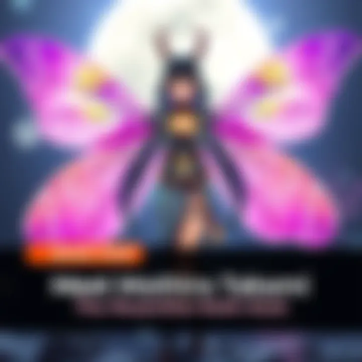 Mothira Takami, a moth mutant, uses her Silken Mirage ability to create colorful illusions with shimmering powder from her wings, standing confidently in a moonlit environment.