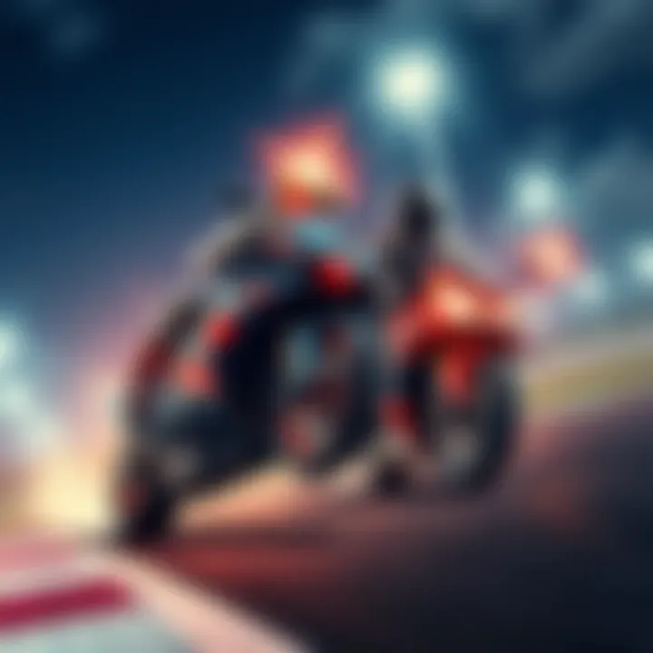 Prepared Motobe and Kuroki Gensai face off in an intense motorcycle duel on a racing track.