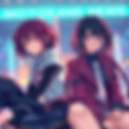 Motoko and Lain Illustration A dynamic artwork featuring Motoko and Lain, highlighting their unique styles and themes in a vibrant setting.