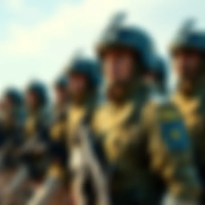 Moubu's army soldiers in formation, showcasing their military stance and equipment, highlighting their potential weaknesses.