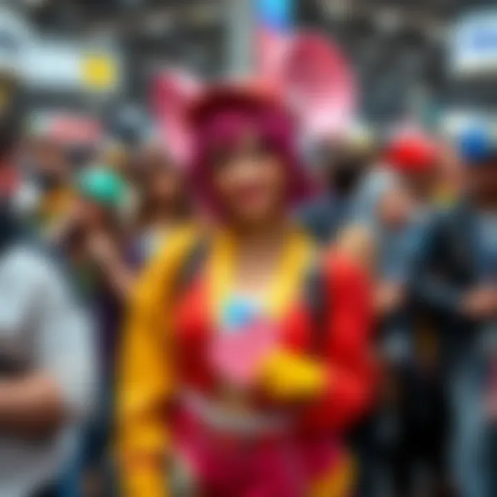 Mouse showcasing her vibrant SEGA cosplay, featuring colorful outfits representing classic characters, surrounded by fans at Anime Expo 2025.
