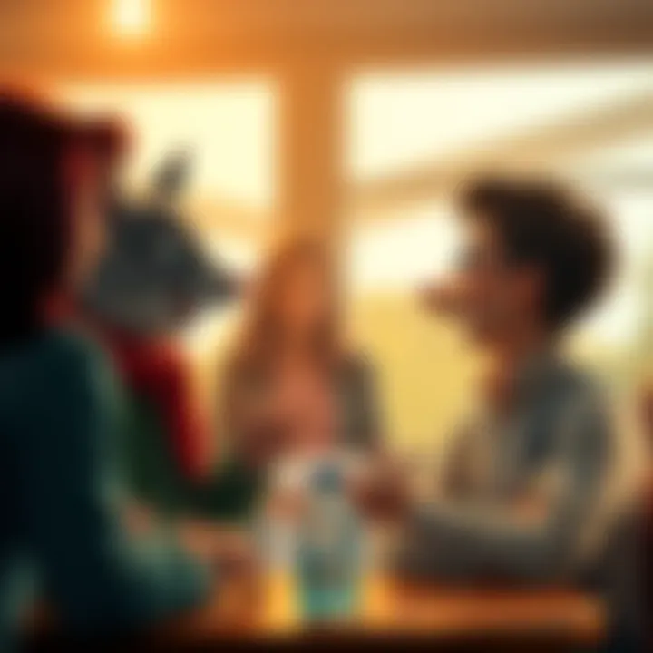 A lively debate between Mouse and Connor about the kindness of women compared to men, showcasing their expressions and gestures during the discussion.