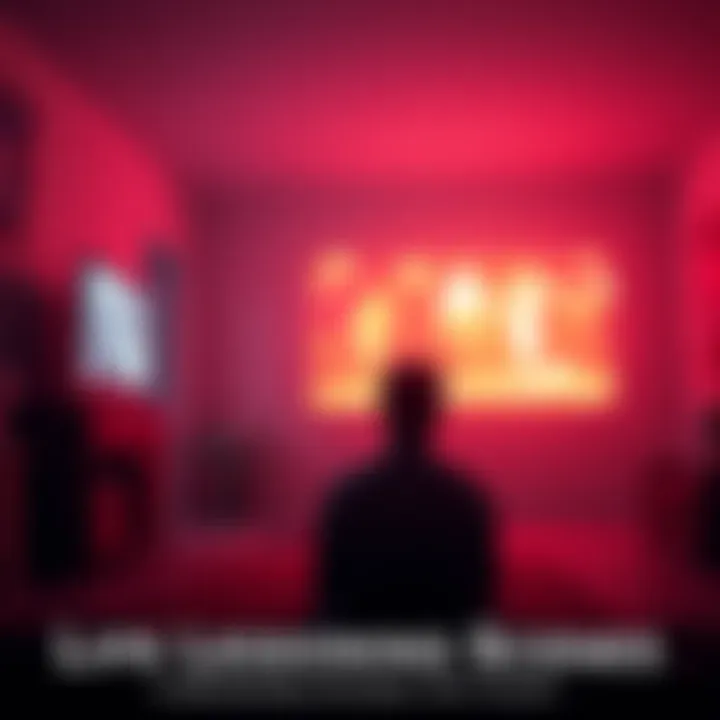 A person sitting alone in a dimly lit room, watching a film on a screen with a thoughtful expression, as they reflect on life lessons learned from movies.