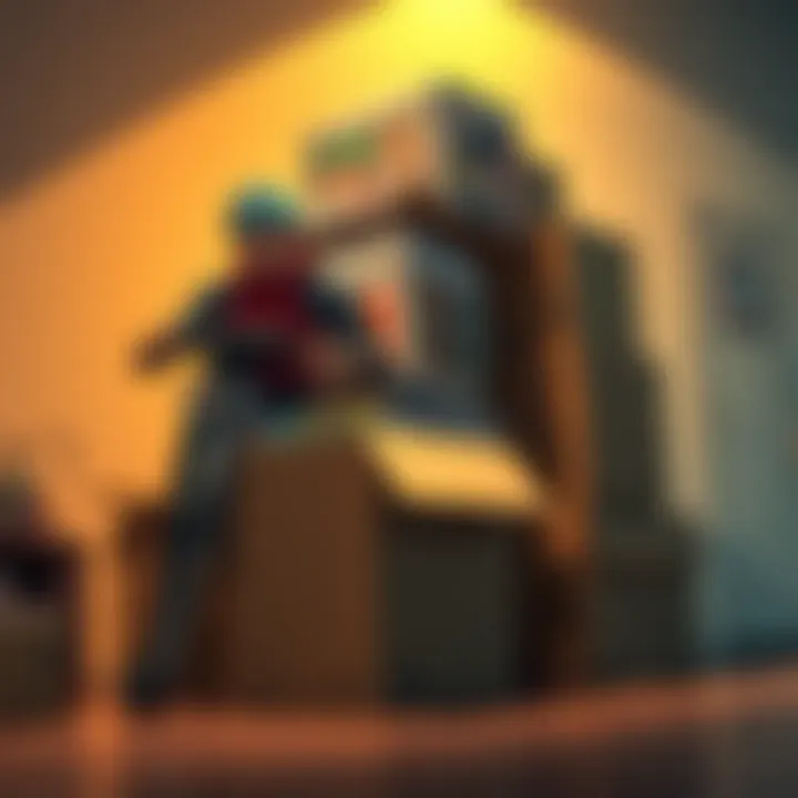 A stack of sturdy moving boxes filled with manga books, ready for transport