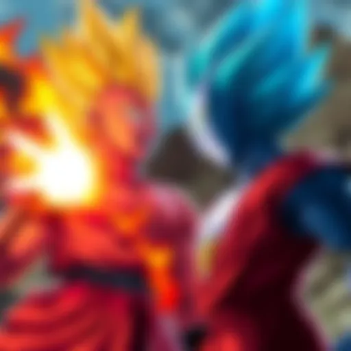 Mr. Satan confidently stands against base Saiyan Saga Vegeta in a dramatic face-off, showcasing unexpected power dynamics.