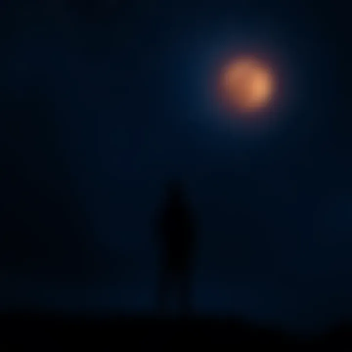 A person named Mu standing alone under a dark sky, looking contemplative about the news of Aldebaran's death, symbolizing societal indifference.