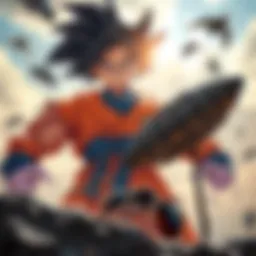A powerful MUI Goku stands tall against a small, weak ant, symbolizing the vast power difference