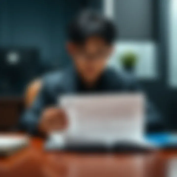 Mujin sitting at a desk with a serious expression while holding a paper with an apology written on it, reflecting on the impact of his actions regarding the Sykkuno video removal.