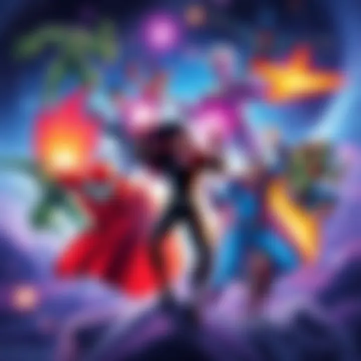 A colorful illustration of various characters from different franchises showcasing their powers, ranging from low to high levels of strength, set against a cosmic background.