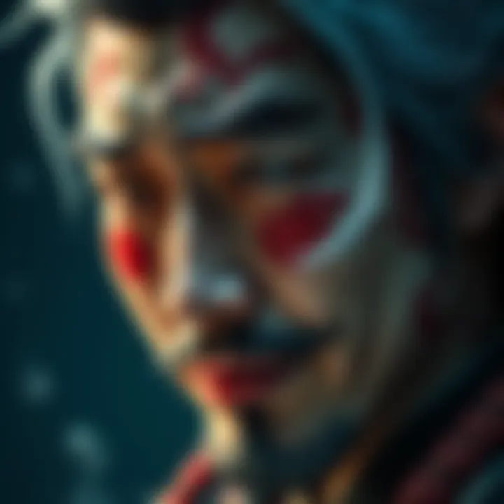 Musashi shows a mix of love and strength on his face, reflecting deep emotions about his journey and maternal affection.