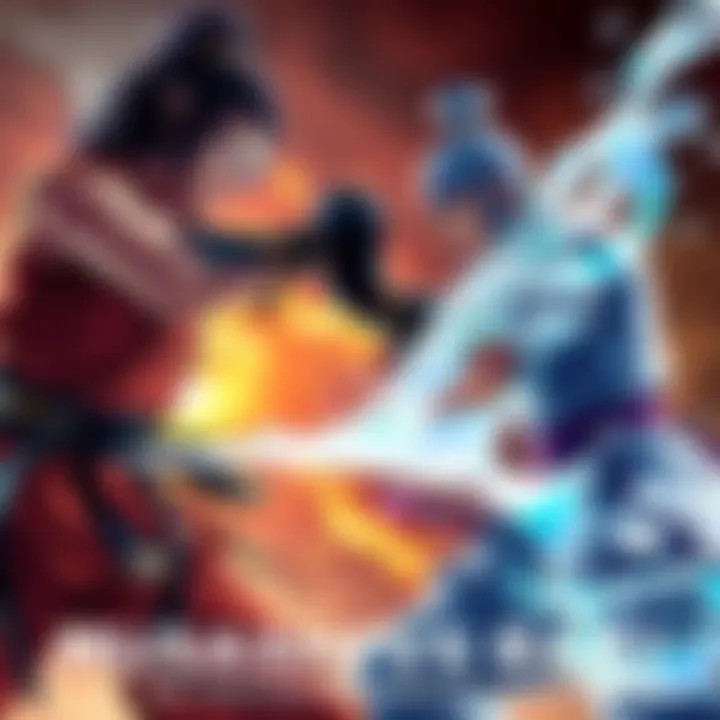 Musashi and Baki face off in an intense martial arts battle, showcasing their unique fighting styles and determination.
