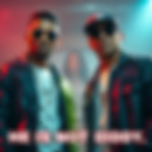 Two cultural icons standing side by side, showcasing their unique styles and identities, highlighting their differences in music and culture.