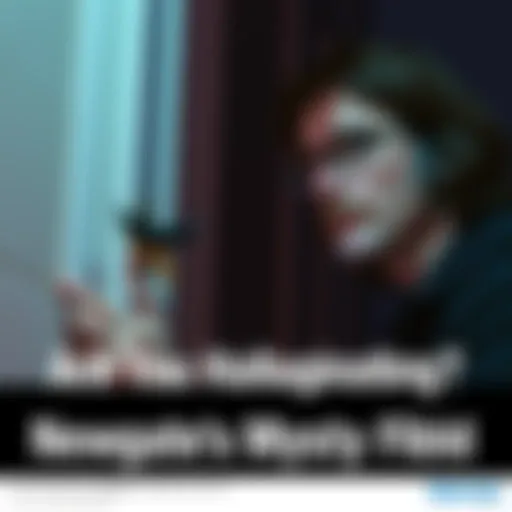 A mustache briefly touches the edge of a door frame while a curious figure looks on, questioning reality.
