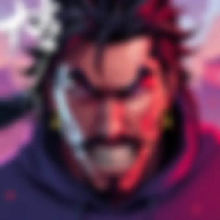 A striking portrayal of Muzan, showcasing his unique style and fierce expression, capturing his aesthetic appeal.