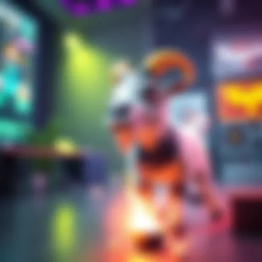 A vibrant scene showing a goat character receiving a temporary power-up in a game setting, with colorful effects around it.