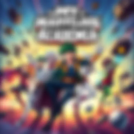 The cover shows a group of adventurous characters from My Marvelous Academia, each with unique costumes and powers, against a vibrant background of action and excitement.