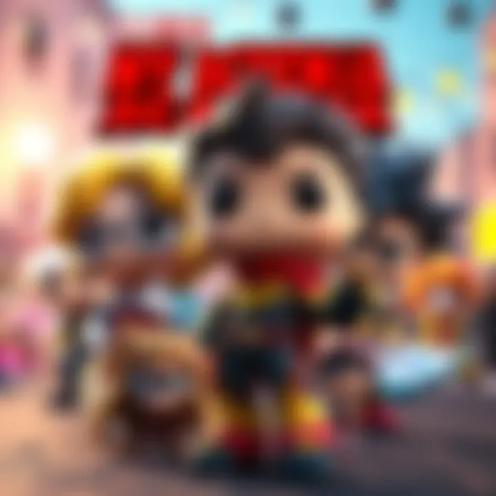 Colorful Funko Pop figures from My Hero Academia featuring popular characters in dynamic poses