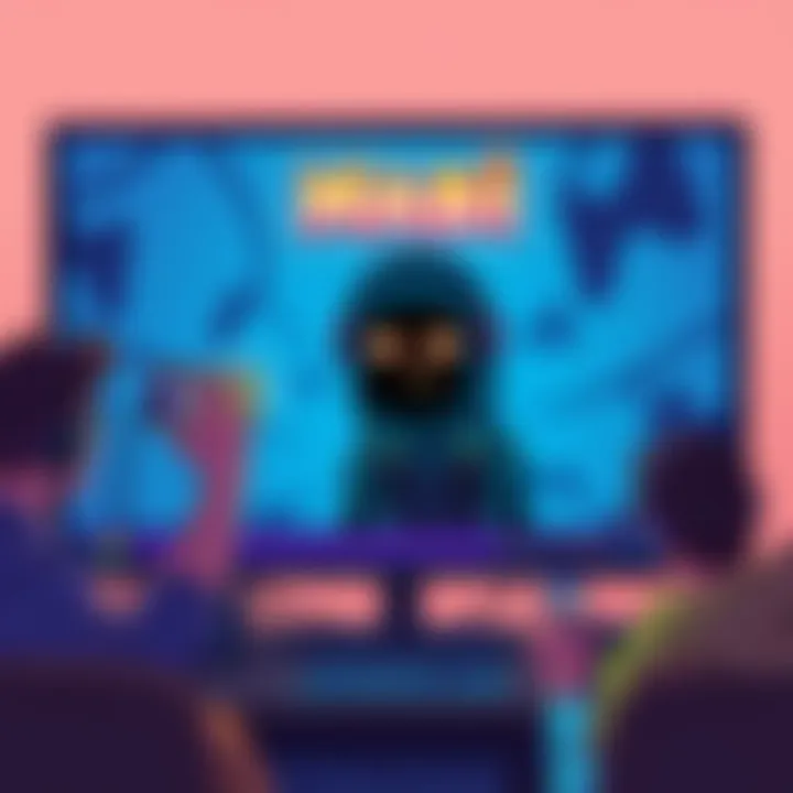 A digital illustration showing a gaming character, Nabi, appearing on a streaming screen while viewers react excitedly in the chat.
