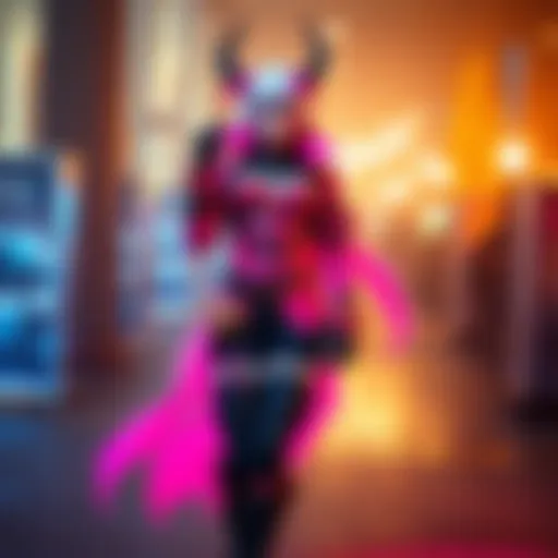 A person dressed in vibrant Nacht Faust cosplay, showcasing the character's unique features and stylish costume design, standing confidently in a creative pose.