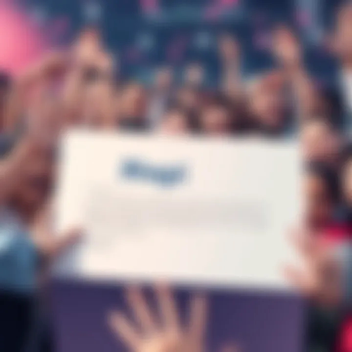 A close-up of a letter with Nagi's name on it, surrounded by happy fans celebrating, showing signs of excitement and community spirit.