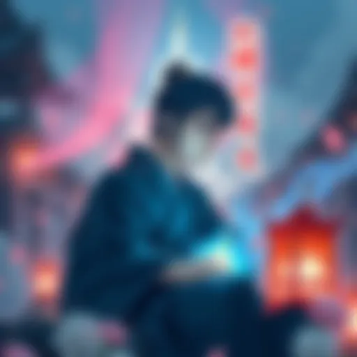 Nagi Seishiro reflecting on his journey, surrounded by elements symbolizing Buddhism and Japanese mythology.