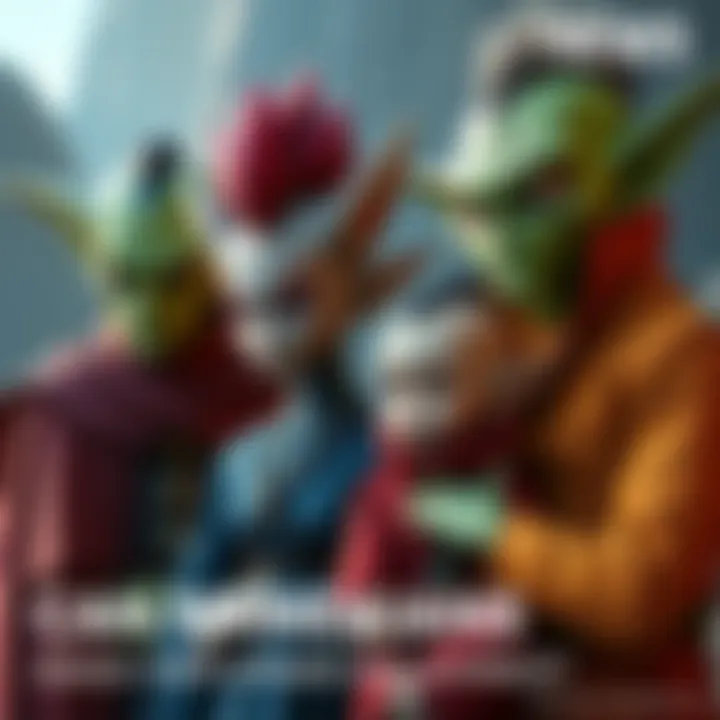 A Namekian family with a mix of traditional features and Earthly creature elements, showcasing different styles.