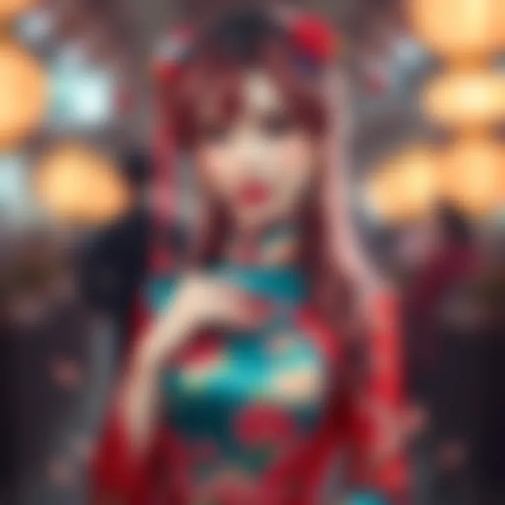 Nami in Cheongsam Nami cosplay featuring a beautiful cheongsam dress, showcasing vibrant colors and elegant design, with a charming pose.