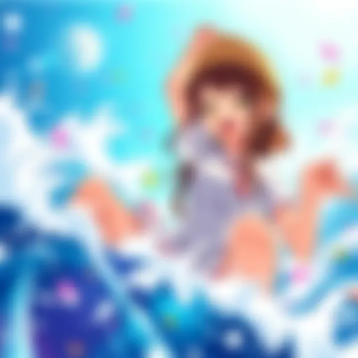 Nami Fanart Celebration Colorful fanart of Nami showcasing her in a joyful pose, surrounded by ocean waves and bright colors, capturing the excitement of her return.