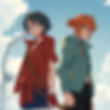 Nami and Luffy standing together, showing their similar outfits and expressions, highlighting their shared traits.