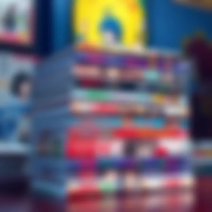 A complete set of Nana to Kaoru English manga volumes stacked together, showcasing colorful covers and artwork featuring the main characters.